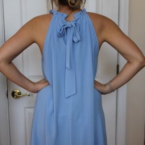 F21 Blue Dress with Bow in Back - Small